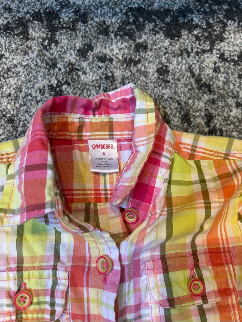 Kids Plaid Button-Up Shirt - Pink & Green size 6